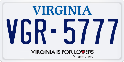 VA license plate VGR5777