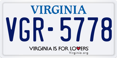 VA license plate VGR5778