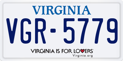VA license plate VGR5779