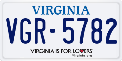 VA license plate VGR5782