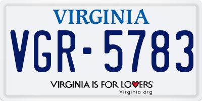 VA license plate VGR5783