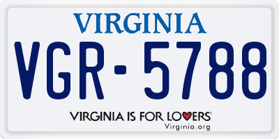 VA license plate VGR5788
