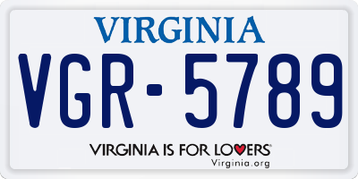 VA license plate VGR5789