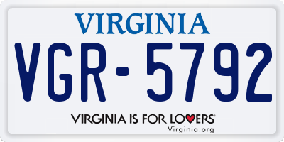 VA license plate VGR5792