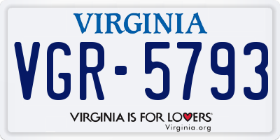 VA license plate VGR5793