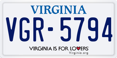 VA license plate VGR5794