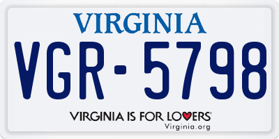VA license plate VGR5798