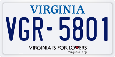 VA license plate VGR5801