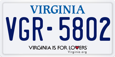 VA license plate VGR5802