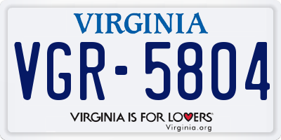 VA license plate VGR5804