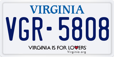 VA license plate VGR5808