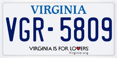 VA license plate VGR5809