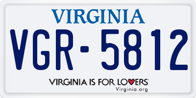 VA license plate VGR5812