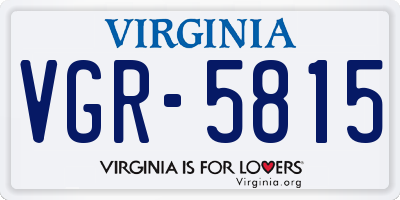 VA license plate VGR5815