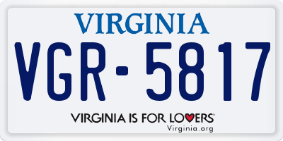 VA license plate VGR5817
