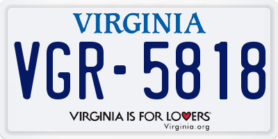 VA license plate VGR5818