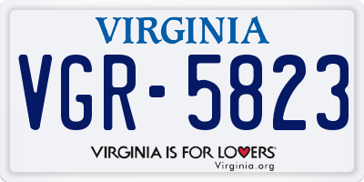 VA license plate VGR5823