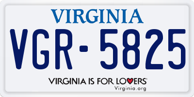 VA license plate VGR5825
