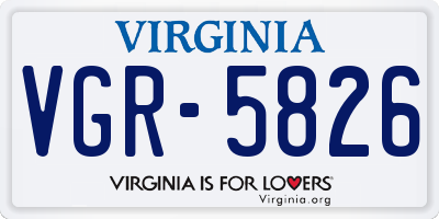 VA license plate VGR5826