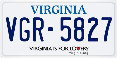 VA license plate VGR5827