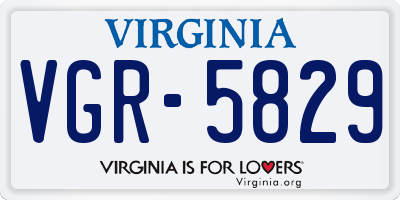 VA license plate VGR5829