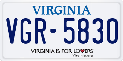 VA license plate VGR5830