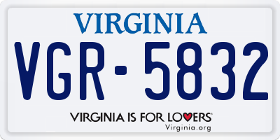 VA license plate VGR5832