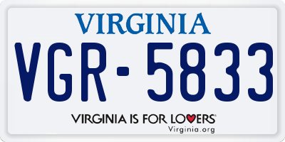 VA license plate VGR5833