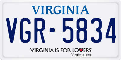 VA license plate VGR5834