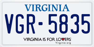 VA license plate VGR5835