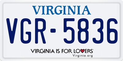 VA license plate VGR5836