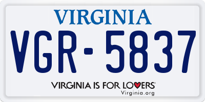 VA license plate VGR5837