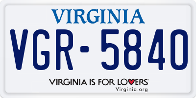 VA license plate VGR5840