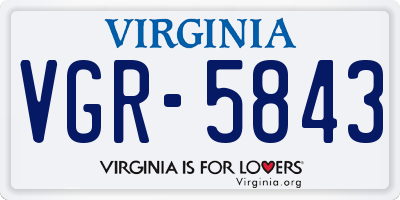 VA license plate VGR5843