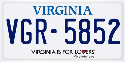 VA license plate VGR5852
