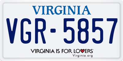VA license plate VGR5857