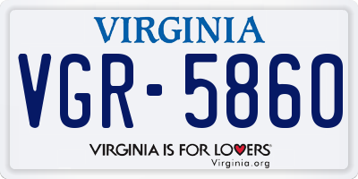 VA license plate VGR5860