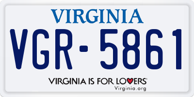 VA license plate VGR5861