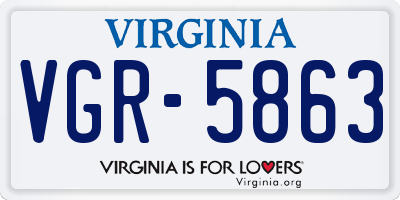 VA license plate VGR5863