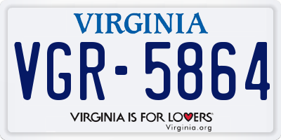 VA license plate VGR5864