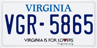 VA license plate VGR5865