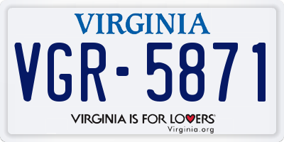 VA license plate VGR5871