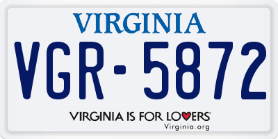 VA license plate VGR5872
