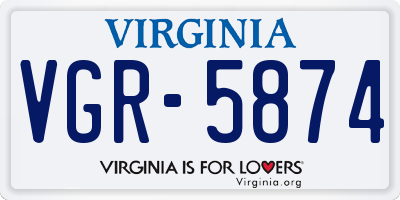 VA license plate VGR5874