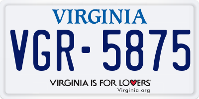 VA license plate VGR5875