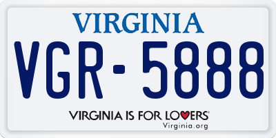 VA license plate VGR5888
