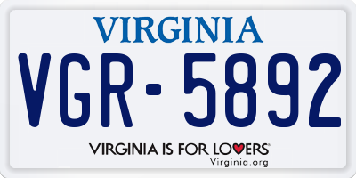 VA license plate VGR5892