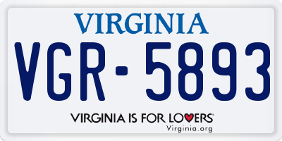 VA license plate VGR5893