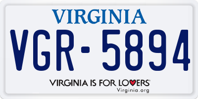 VA license plate VGR5894