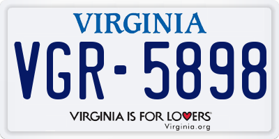 VA license plate VGR5898